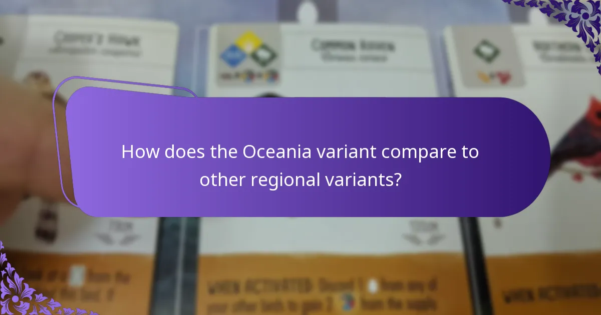 How does the Oceania variant compare to other regional variants?