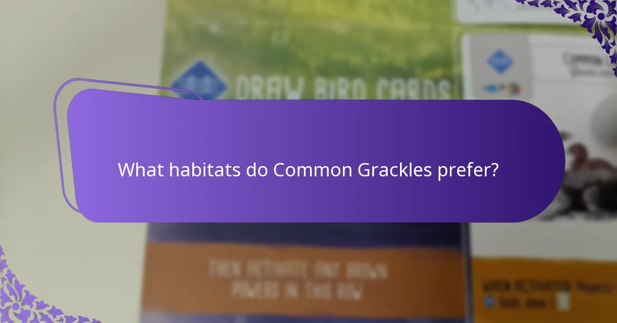What habitats do Common Grackles prefer?