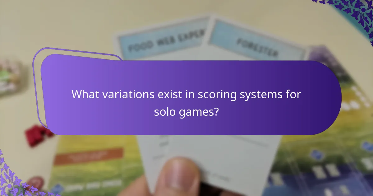 What variations exist in scoring systems for solo games?